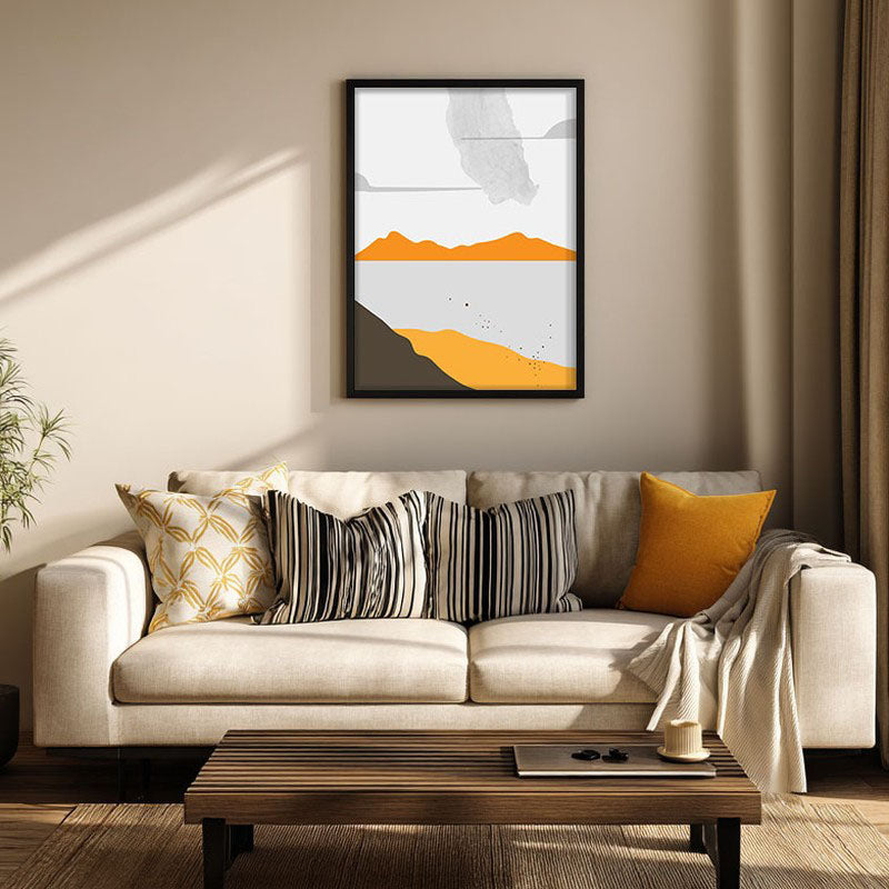 Golden Landscape Archival Canvas Wall Art - Black Frame