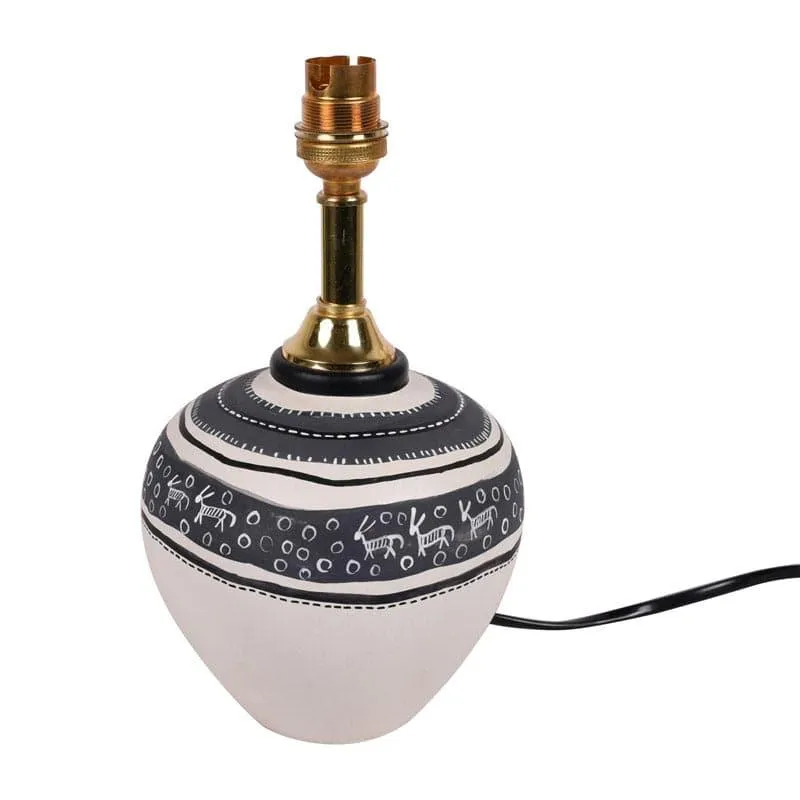 Ravish Terracotta Table Lamp - Black,White media 5