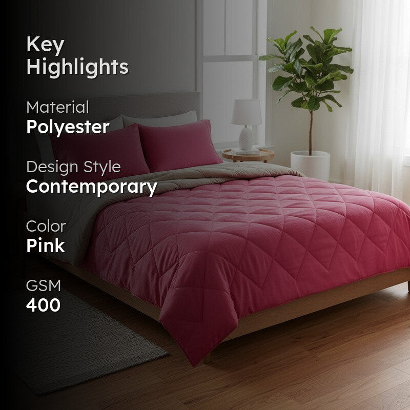 Dreamiq Reversible Comforter (Pink) - 400 GSM media 2