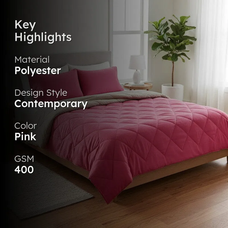 Dreamiq Reversible Comforter (Pink) - 400 GSM media 2