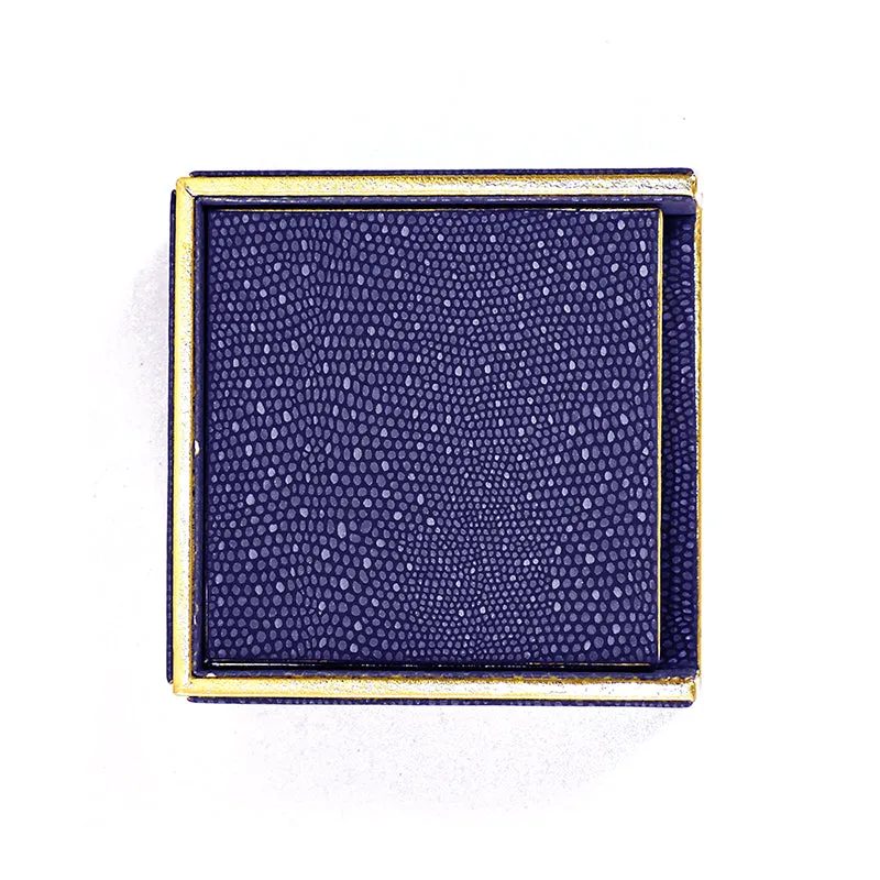 Tisquo Faux Leather Coaster (Blue) - Seven Piece Set media 6