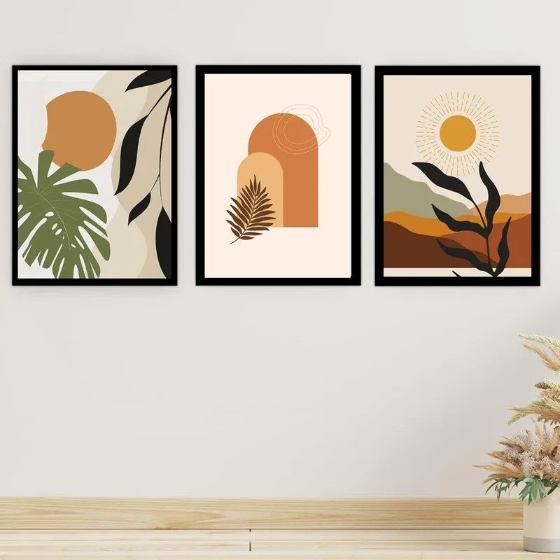 Earthy Aura Paper Wall Painting With Frame - Black media 3