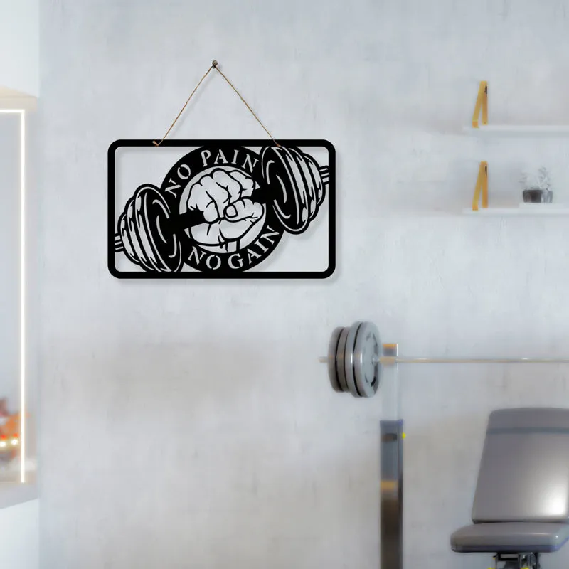 No Pain, No Gain Motivation Iron Wall Accent media 1