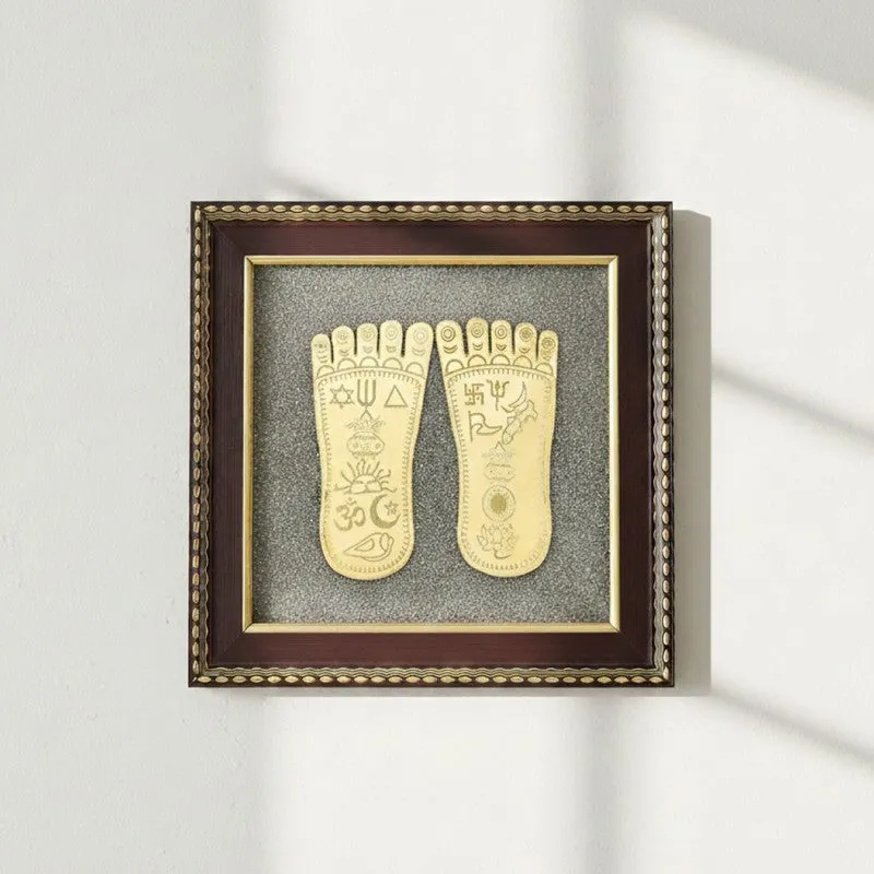 Goddess Laxmi Charana Paduka Pyrite & Wood Wall Art media 5