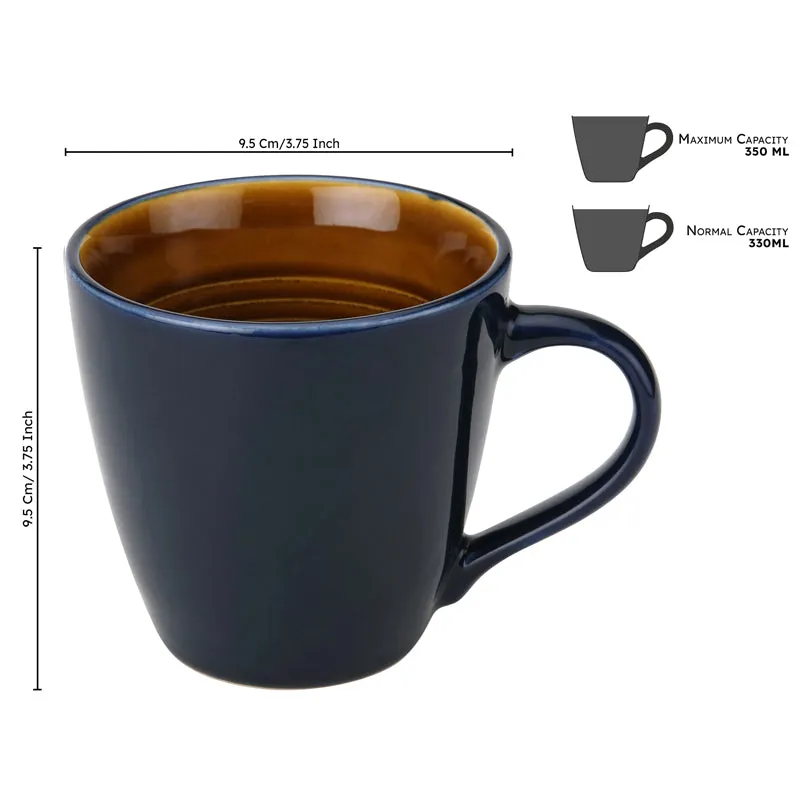 Karvaa Ceramic Coffee Mug (Royal Blue/350 mL Each) - Set Of Six media 8