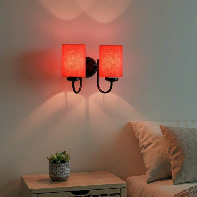 Elyra Duo Coral Orange Cotton Wall Lamp - Orange