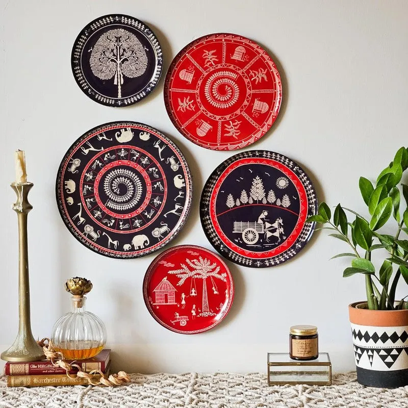 Warli Charm Wall Plate - Set Of Five media 4