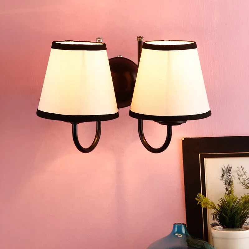 OrbitShade Contrast Trim Twin Cotton Wall Lamp - Ivory media 3