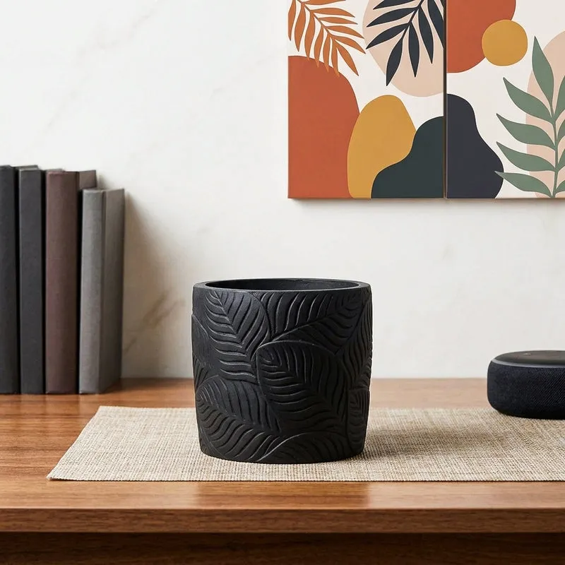 Leaf Print Planter - Black media 1