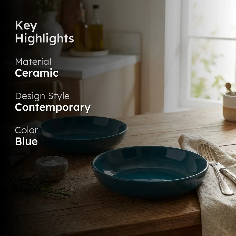 Ceramic Salad Bowls (Blue,300 mL Each) - Set Of Two media 2