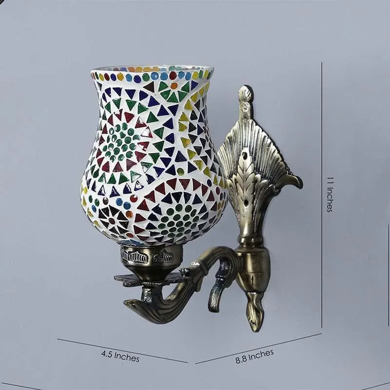 Mandala Pied Glass & Metal Wall Lamp - Multi media 7
