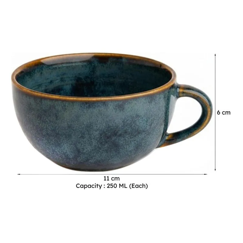 Cuddle Ceramic Tea Cup (250 mL Each),Blue) - Set Of Four media 7