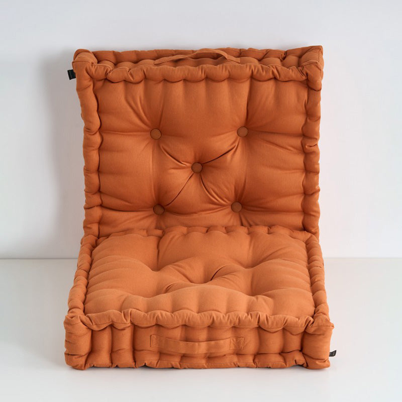 Fluffscape Solid Cotton Floor Cushion (Brown) - Set Of Two media 3