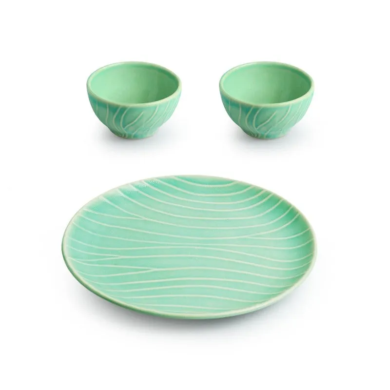 Oceano Green Dinner Set - 3 Piece Set media 3