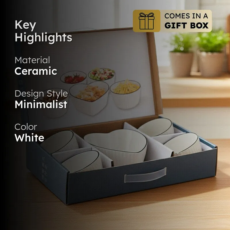 Rioware Grain Touch Ceramic Serving Bowls (700/350 mL Each) - Set of Five media 2