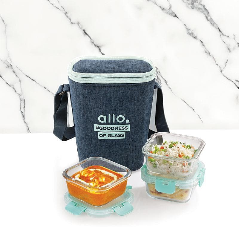 Jonas Lunchbox With Square Navy Bag (310 ML) - Set Of Three media 3