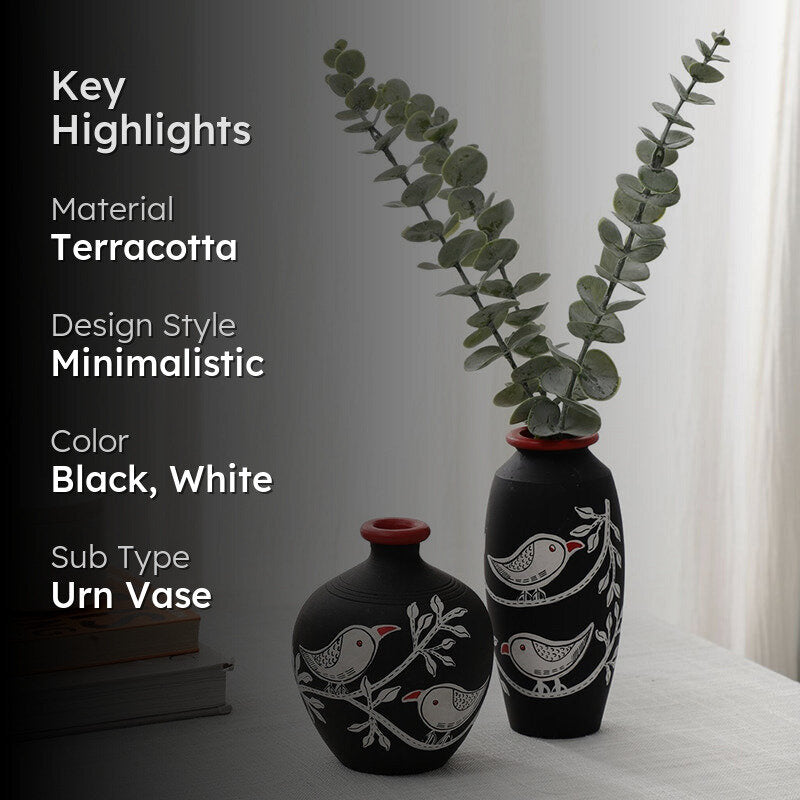 Neel Pakhi Handpainted Terracotta Vase - Set Of Two media 2