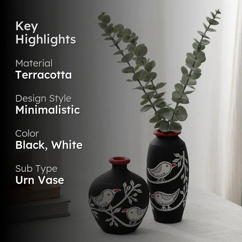 Neel Pakhi Handpainted Terracotta Vase - Set Of Two media 2