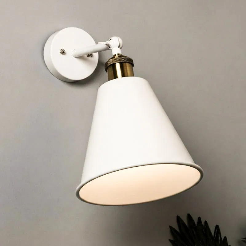Kenda Cone Metal Wall Lamp - White & Gold media 1