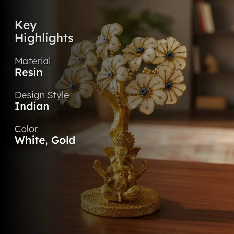 Divine Floral Ganesha Resin Idol media 2