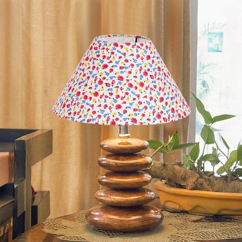 Glanorix Cotton Table Lamp With Wooden Base - Multicolor media 3