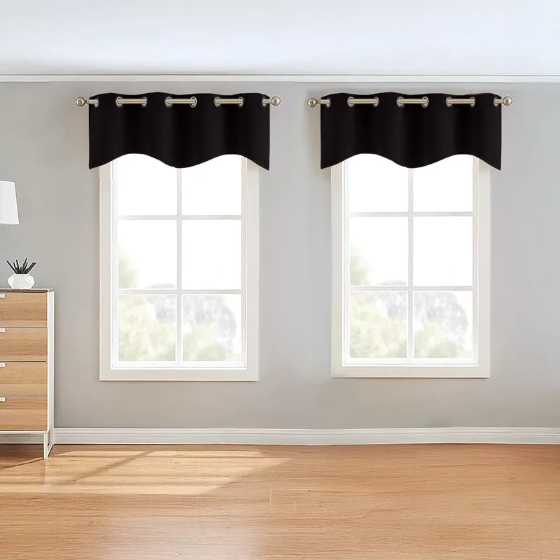 Vienna Pleated Curtain Valance (Black) - Set Of Two media 1