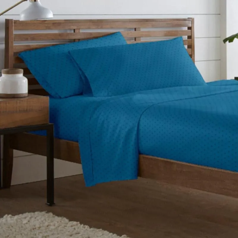 Azva Swiss Dot  Cotton Bedsheet (Cobalt Blue) - 300 TC media 4