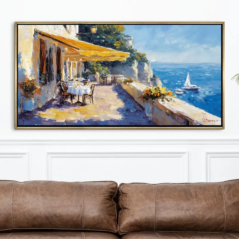 Cliffside Calm Canvas Wall Painting With Frame media 4