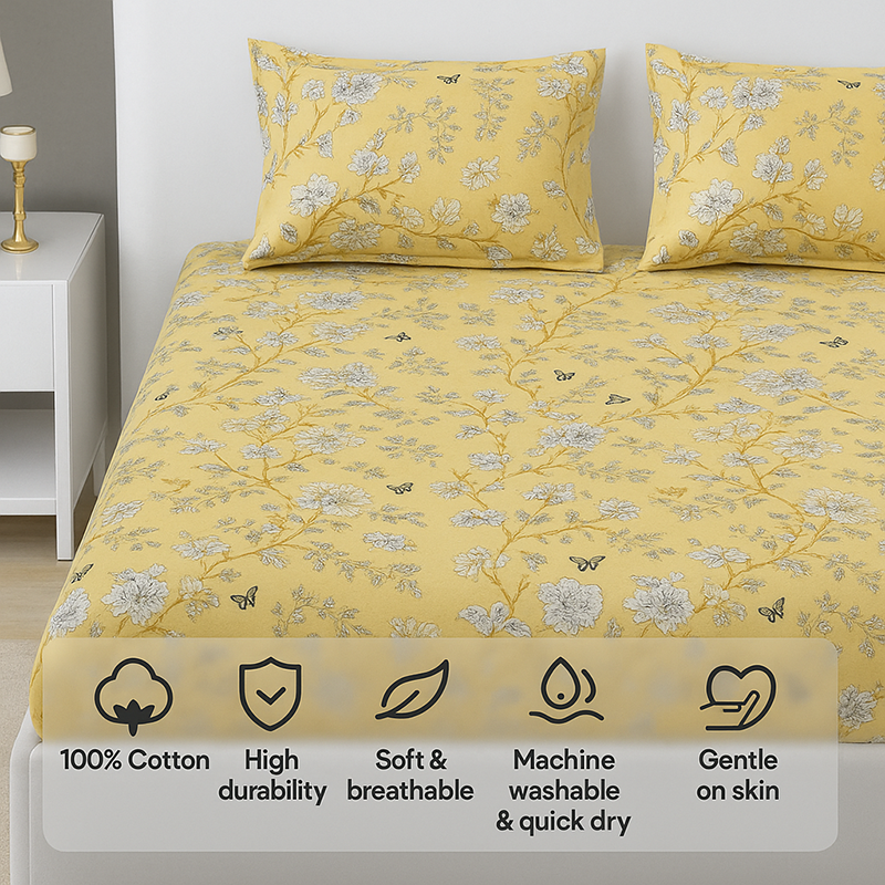 Soleli Floral  Cotton Bedsheet - 130 TC media 7