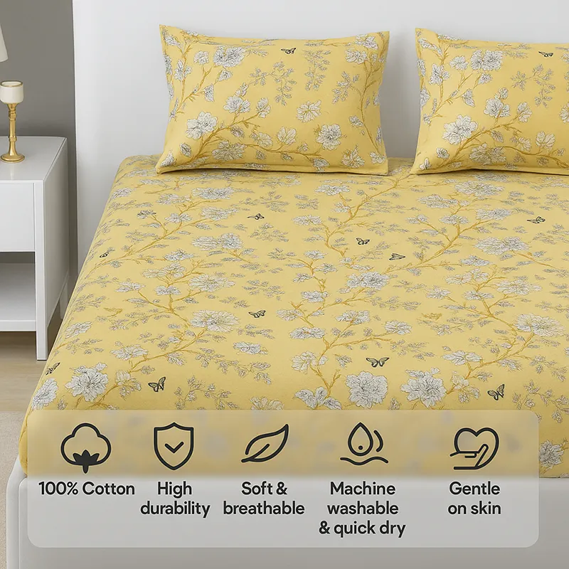 Soleli Floral Cotton Bedsheet - 130 TC media 7