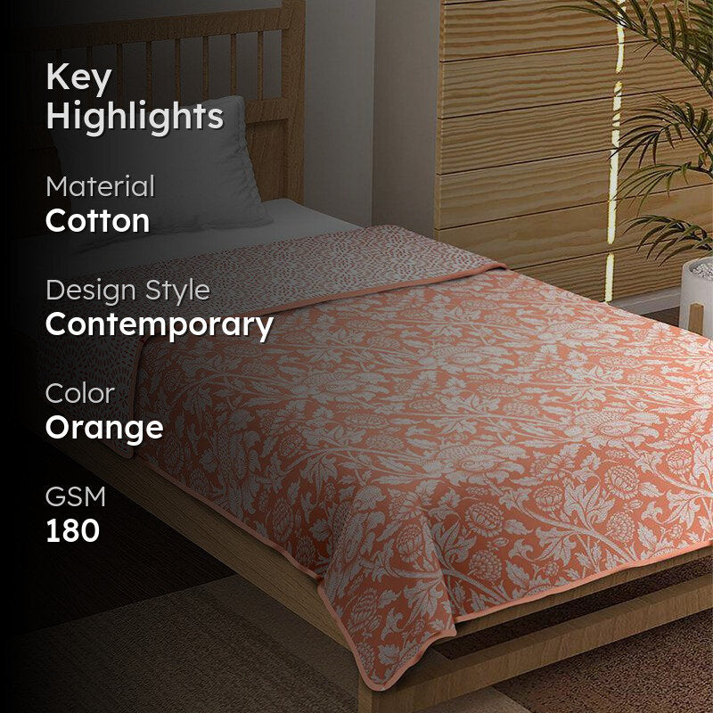 Sumi Reversible Cotton Dohar (Orange)  - 180 GSM media 2