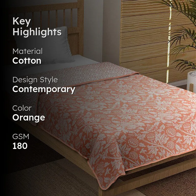 Sumi Reversible Cotton Dohar (Orange)  - 180 GSM media 2