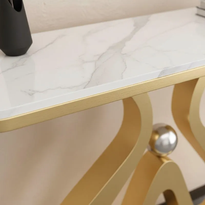Sculptural Metal Console Table with Marble Top - Large media 3