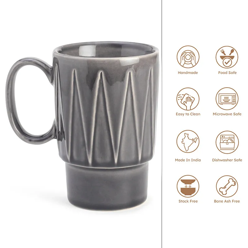 Kindred Ceramic Coffee Mug (Ash Grey/350 mL Each) - Set Of Two media 6