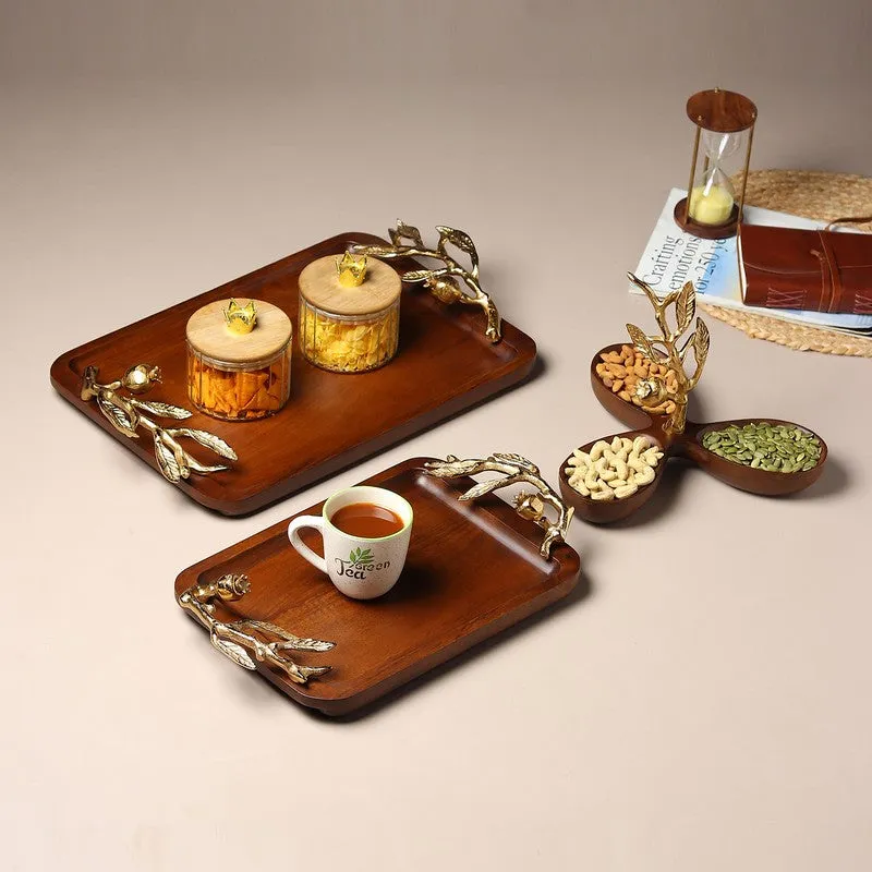Timber Carry Wood Serving Tray - Gold,Brown media 7