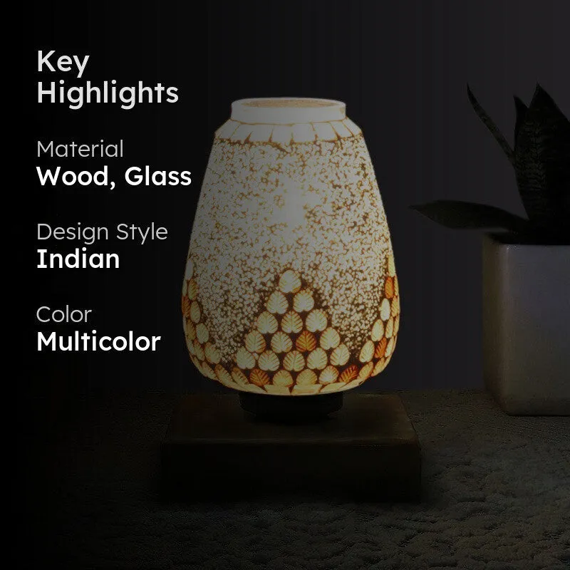 Glimano Glass Table Lamp With Wooden Base media 2