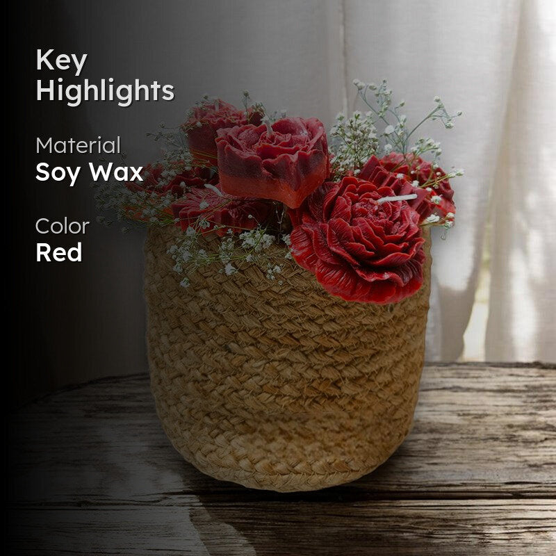 Crimson Whispers Rose Scented Soy Wax Candle Bouquet media 2