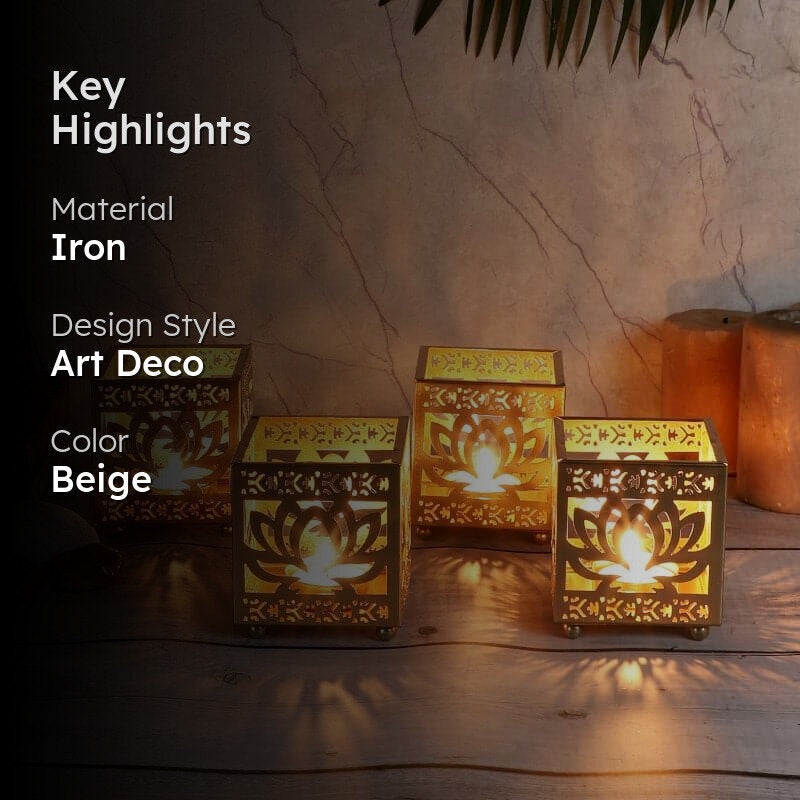 Ambuja Ethched Tealight Candle Holder - Set Of Four media 2