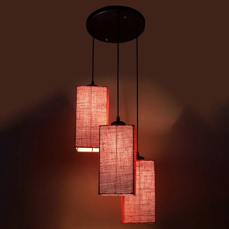 Warm Ivory Triple Metal Ceiling Lamp - Pink media 7