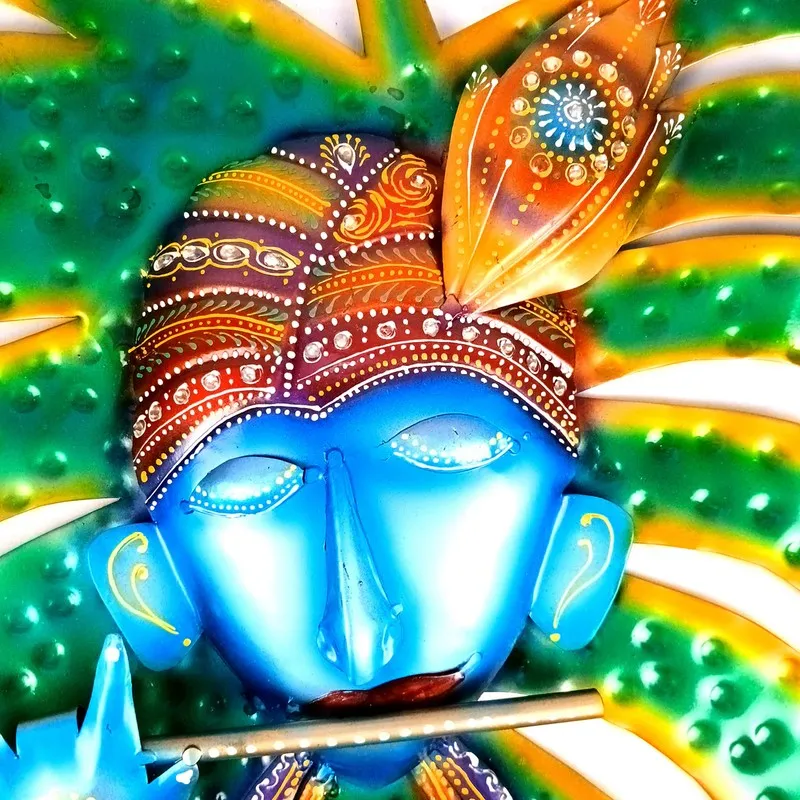Krishna Leaf Art Iron Wall Accents media 5