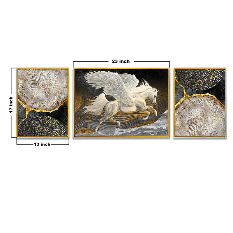 Cassie Golden Cotton Canvas Wall Art - Set Of Three media 6