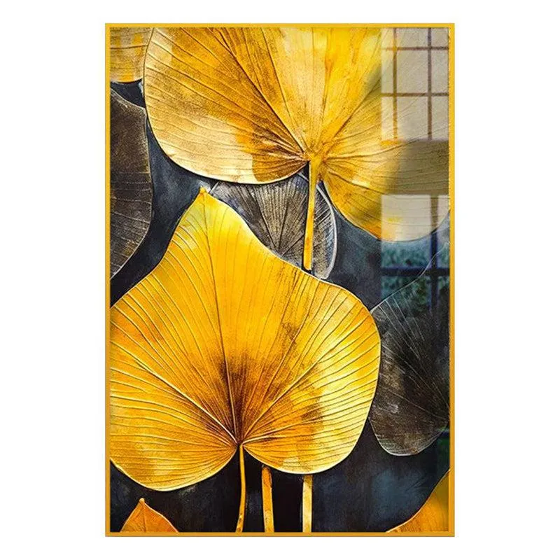 Autumn Bloom Floral Canvas Wall Art With Frame - Gold media 3