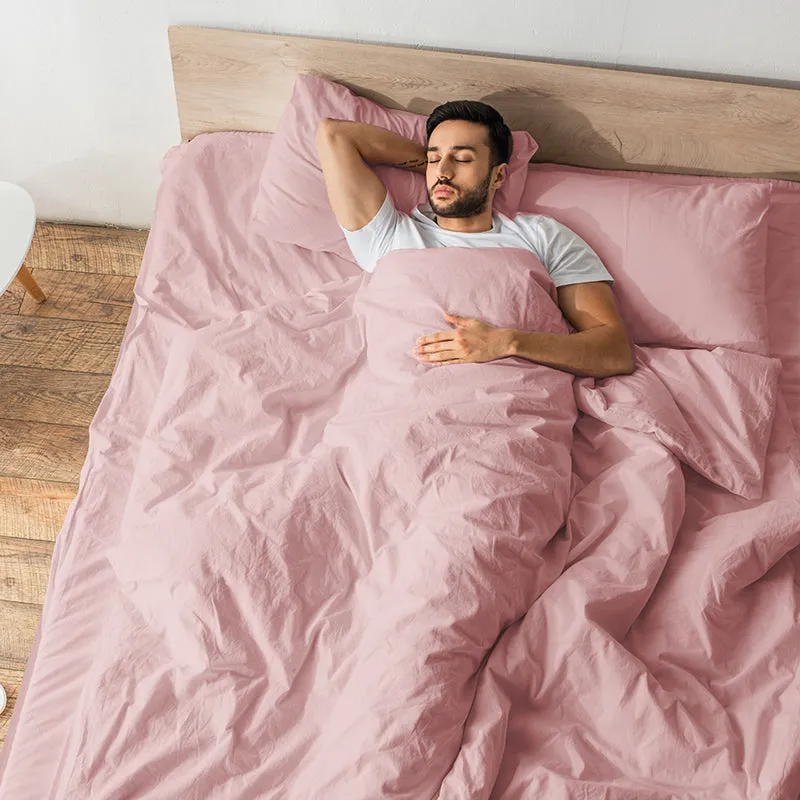Maison Fitted Solid Cotton Bedsheet (Cameo Rose) - 200 TC media 8
