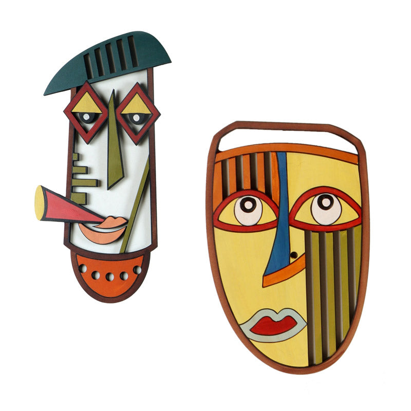 Bhomi Mask Wooden Wall Accent - Set of Two media 3
