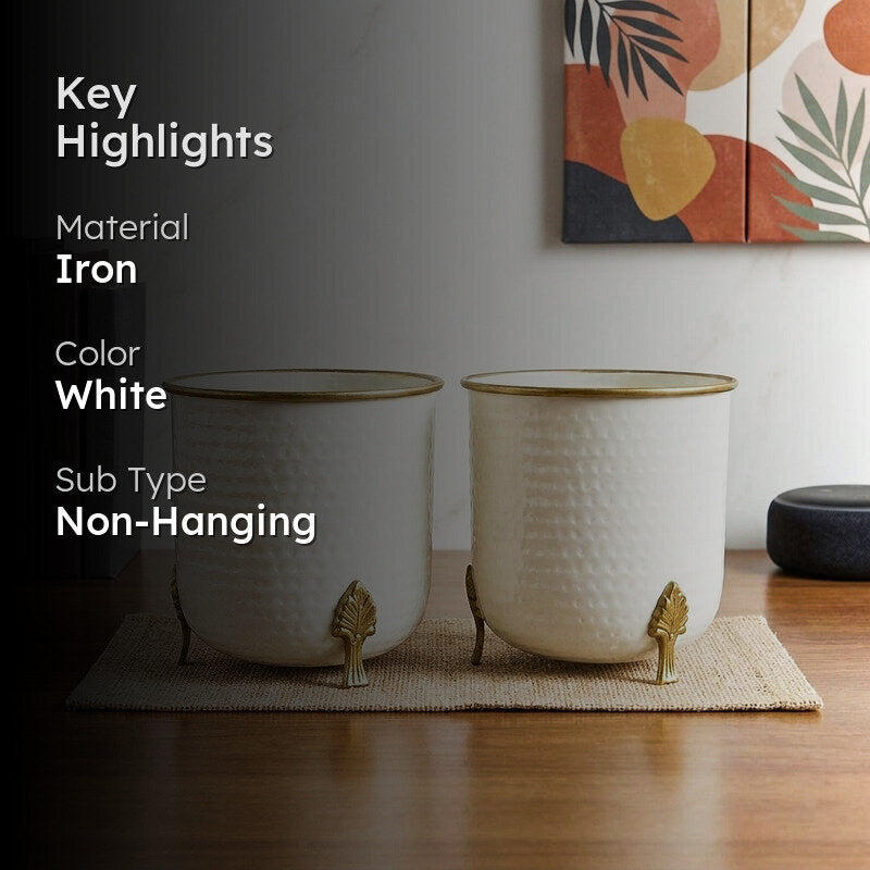 Hallo Metal Hammered Planter - Set Of Two media 2