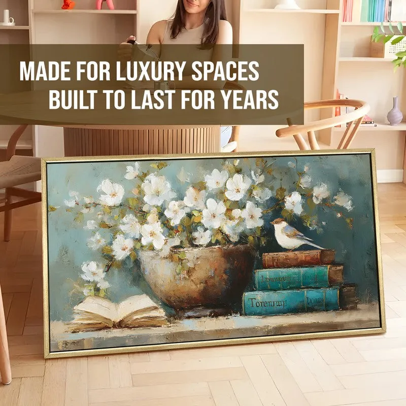 Sparrows Pause Canvas Wall Painting With Frame media 5