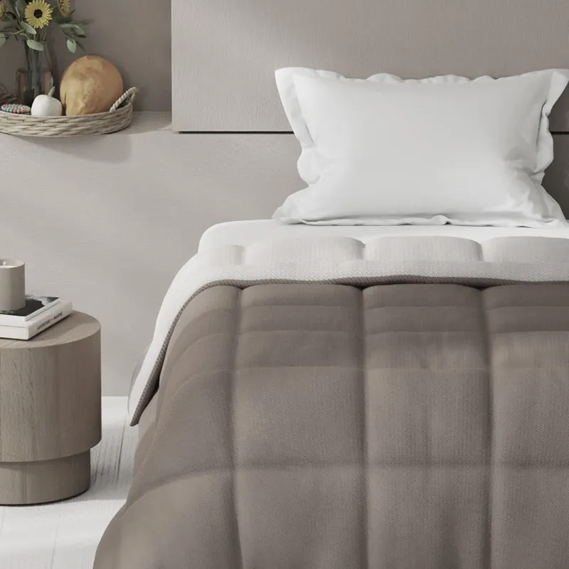 Vasta Solid Reversible Dual Color Glace Cotton/Microfiber Comforter (Brown & Ivory) - 150 GSM media 3