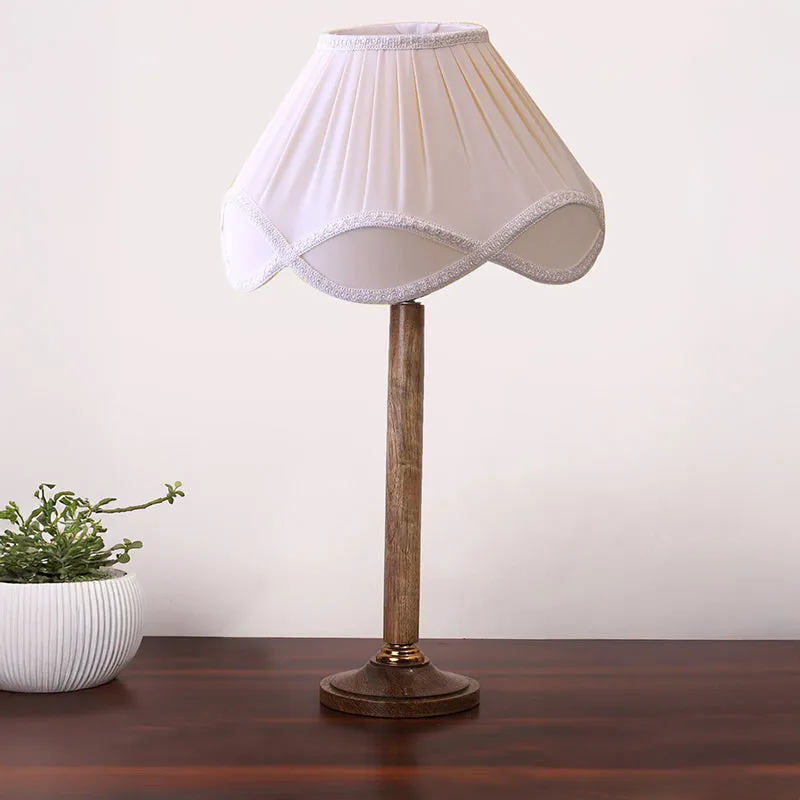 Terra Lights Table Lamp With Wooden Base - White media 3