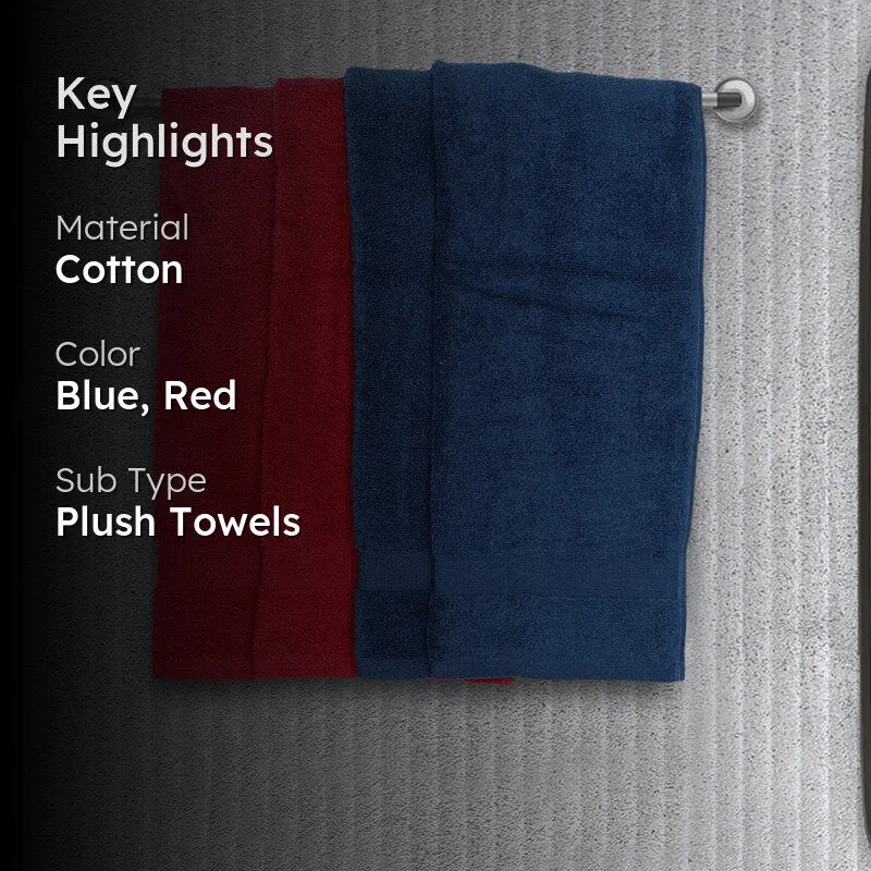 Nuage Cotton Hand & Face Towel (Red & Blue) - Set Of Four media 2