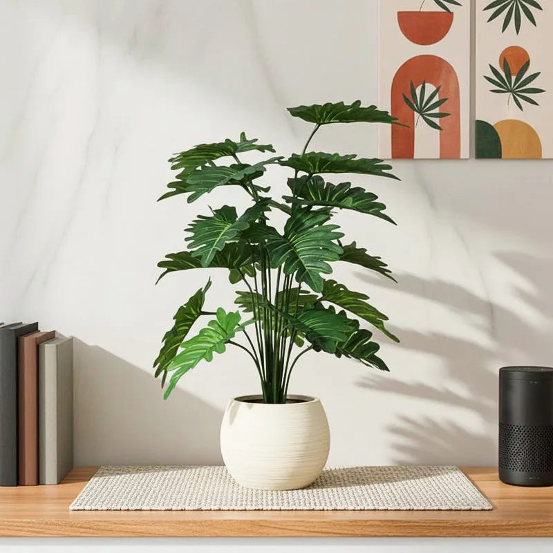 Leaf Crest Artificial Chestnut Plant With Black Plastic Pot - 2.5 Feet media 1
